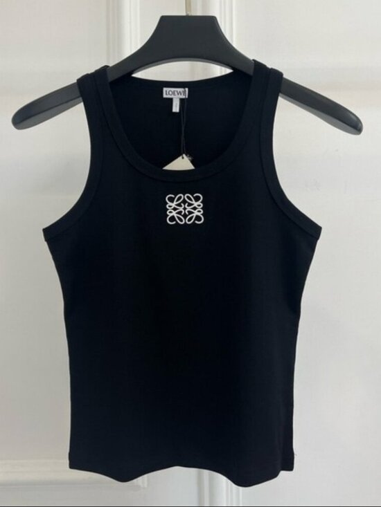 Loewe Tops - Loewe Black Tank Top featuring Anagram Logo